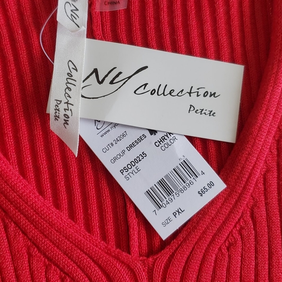 NY Collection Red Knit Dress Size Petite XL - Picture 3 of 11